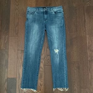 Kut from the Kloth raw hem ankle straight leg jeans